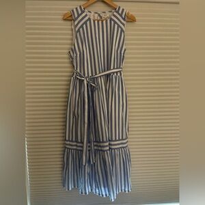 J. Crew Factory Striped Dress in Blue and White